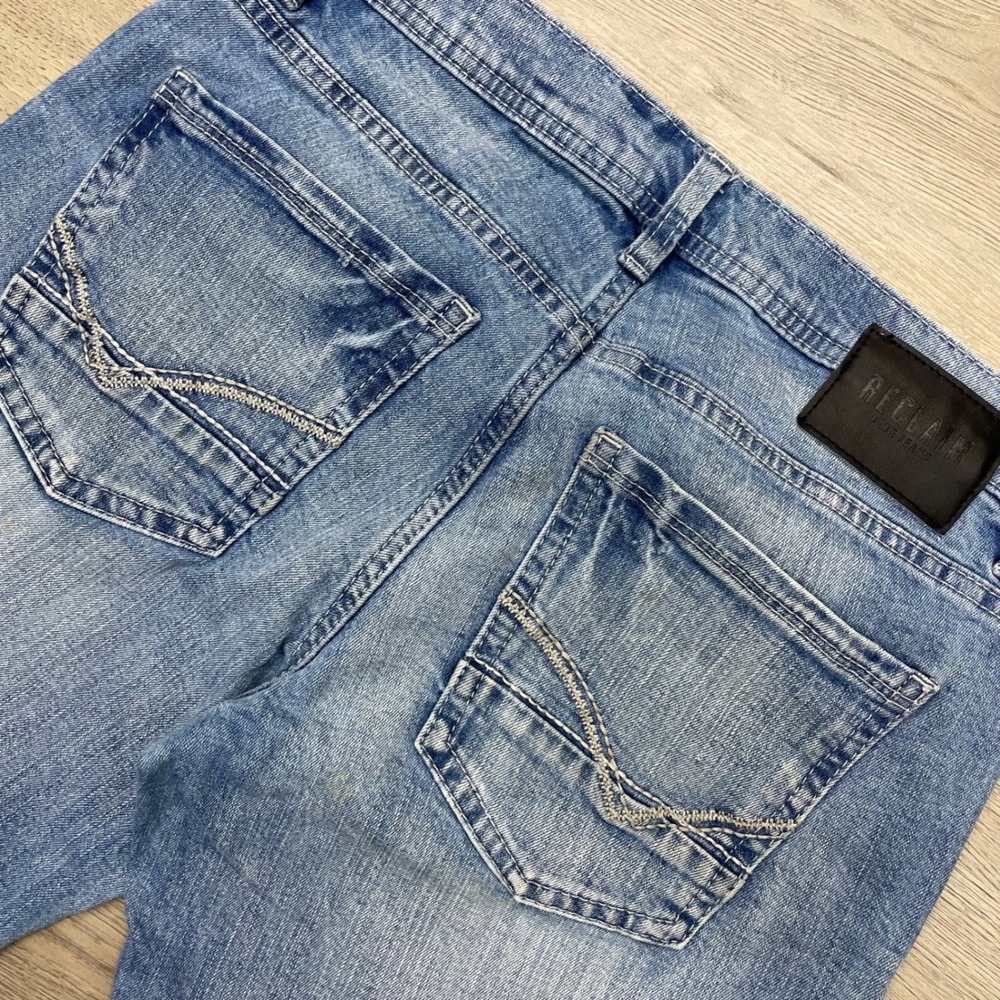 Reclaim Regular Straight Jeans Mens 30x32 Blue Light Wash FRL639 Denim